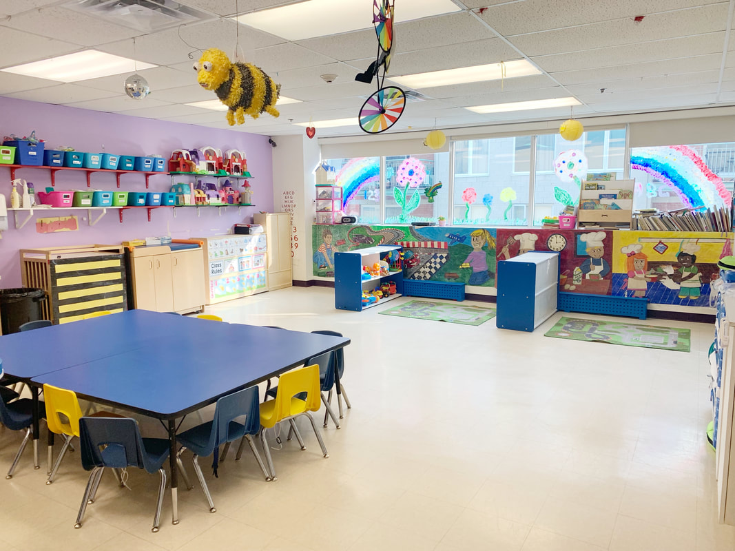 A bright classroom at Garderie Sésame